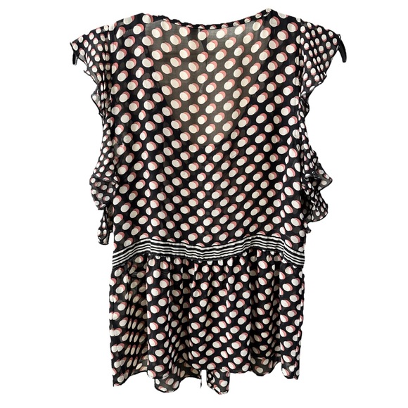 Lauren Conrad Rockabilly Top Peplum Pinup Silhouette Ruffle Polka Dot Medium - Picture 5 of 16